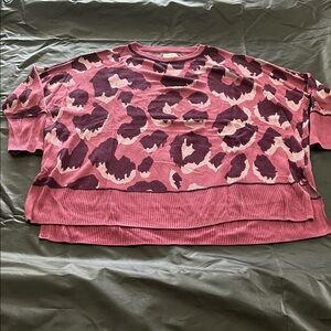 Wonderly Pink and Burgundy Patterned Sweatshirt